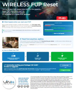 Cover of the WIRUlink fair use policy guide for Rush Network wireless packages