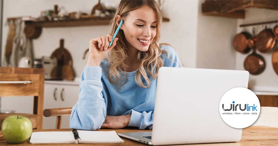 Woman working on her laptop with a fast internet connection