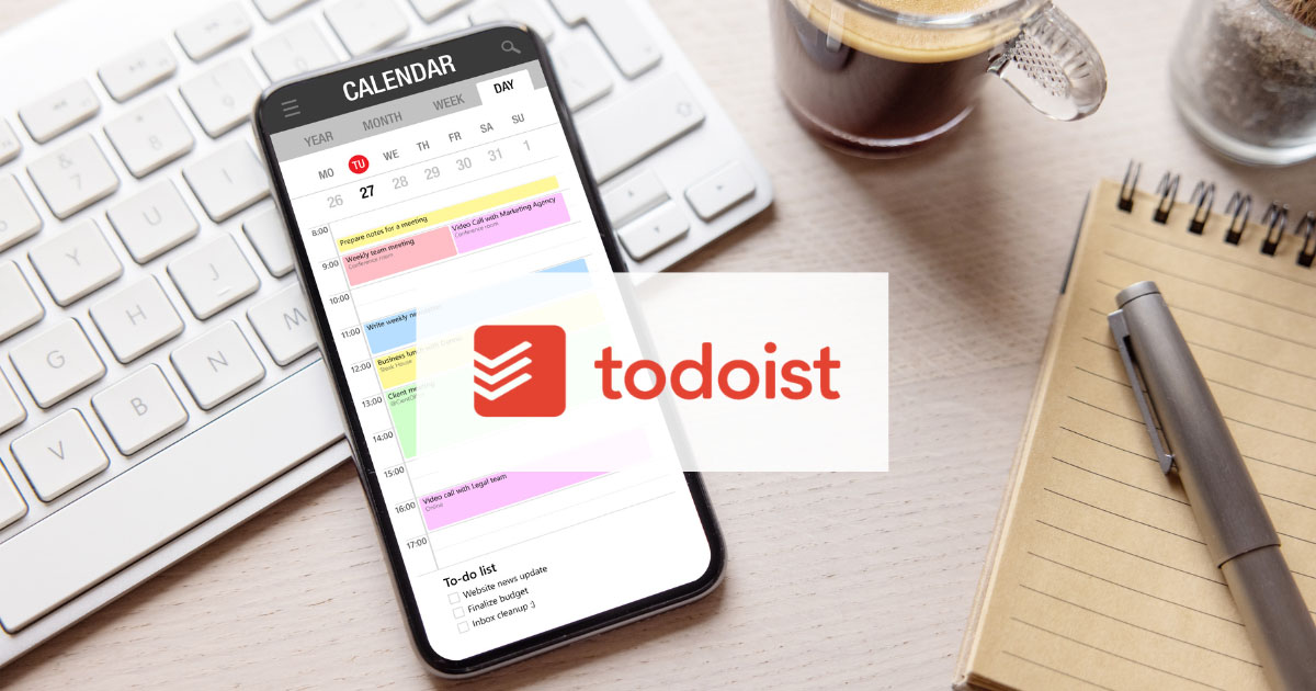Phone with calendar, keyboard, and Todoist App for productivity | #WifiForHome